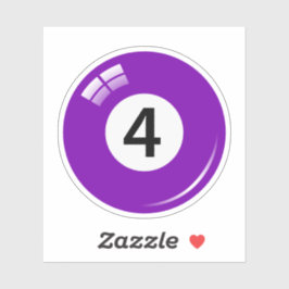 Adesivo Esfera de piscina/bilhar número quatro (4) roxa