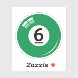 Adesivo Esfera de piscina/bilhar número seis (6) verde