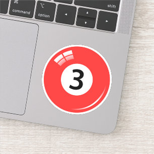 Adesivo Esfera de piscina/bilhar número três (3) azul