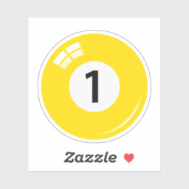 Adesivo Esfera de piscina/bilhar número um (1) amarela