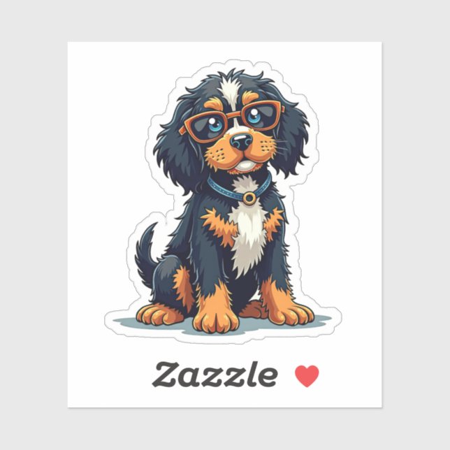 Adesivo Espanhol de Cocker Steampunk Whimsical, Óculos Leg (Folha)