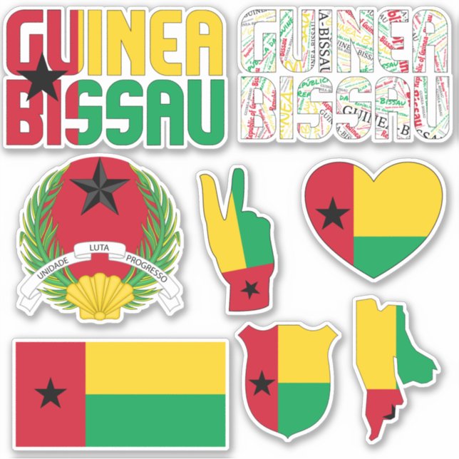 Adesivo Espantoso A Guiné-Bissau Forma Símbolos Nacionais (Frente)
