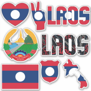 Adesivo Espantoso Laos Forma Símbolos Nacionais