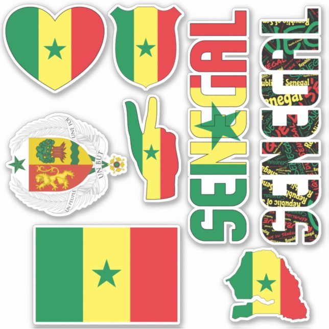 Adesivo Espantoso Senegal Forma Símbolos Nacionais (Frente)