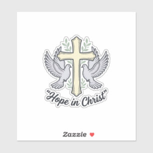 Adesivo Esperança em Cristo Pombo Cruz Design Cristão Vint