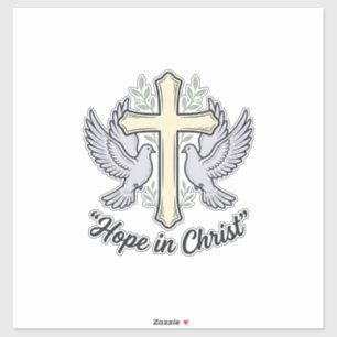 Adesivo Esperança em Cristo Pombo Cruz Design Cristão Vint