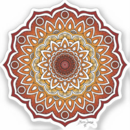 Adesivo Espiral Laranja e Castanho e Mandala Floral