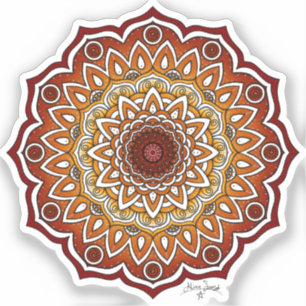 Adesivo Espiral Laranja e Castanho e Mandala Floral