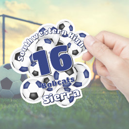 Adesivo espirito de equipe de bolas de futebol preto azuis