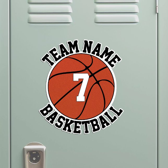 Adesivo Esportes Personalizados de Nome e Número de Jogado (Basketball sticker with custom team name and player number on metal locker)