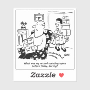 Adesivo Esposa Retorna para Casa de Comprar Cartoon.