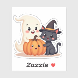 Adesivo "Esquadrão de Halloween | Kawaii Ghost & Pumpkin