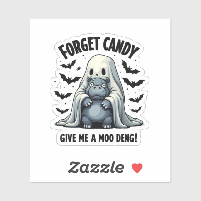 Adesivo Esquece que o Candy me dá Moo Deng Halloween Fanta (Folha)