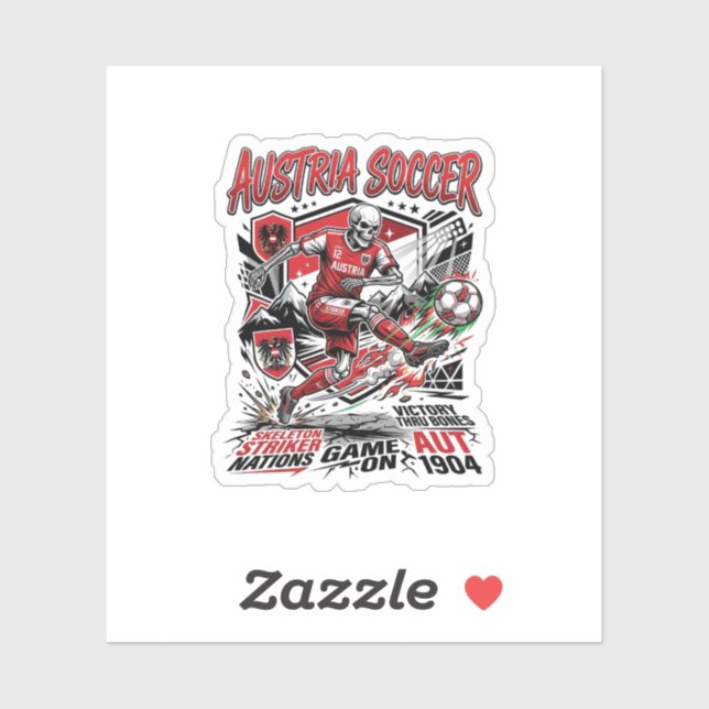 Adesivo Esqueleto de Futebol da Áustria Poster Sty (Folha)