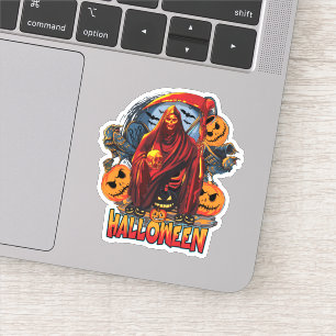 Adesivo Esqueleto de Halloween Mau, Abóbora