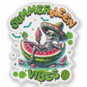 Adesivo Esqueleto de Melancia Flutuante de Summerween Assu