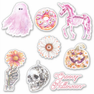 Adesivo Esqueleto Groovy Unicórnio Fantasma Mão Halloween