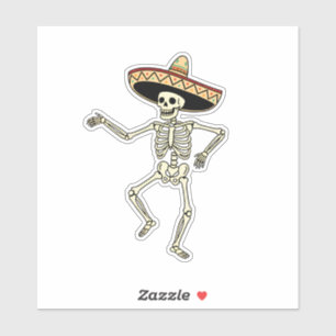 Adesivo Esqueleto Maxican Dancing Com Sombrero