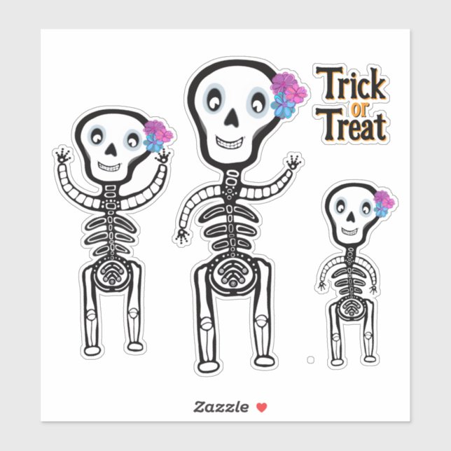 Adesivo Esqueletos de truque ou de tratamento (Folha)