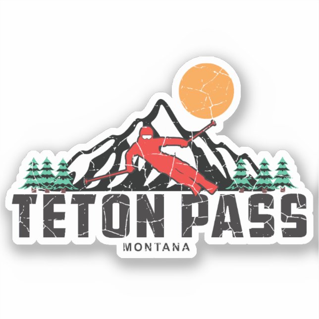 Adesivo Esqui de Passagem de Teton Retro (Frente)
