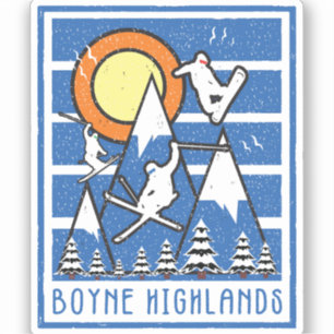 Adesivo Esqui Retro na Montanha Boyne Highlands