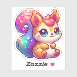 Adesivo Esquilo Arco-Íris Alcance Adorável com Ch Espumant