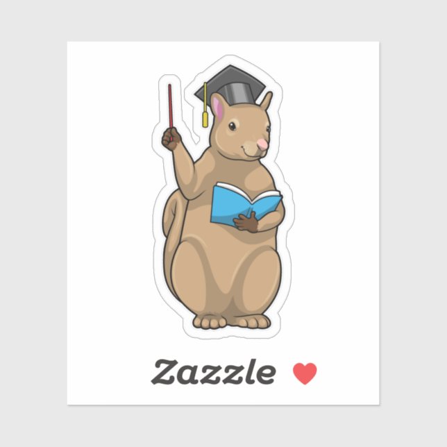 Adesivo Esquilo como Professor com Livro (Folha)