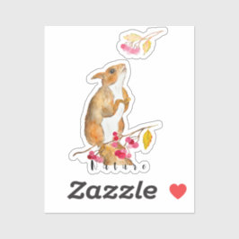 Adesivo Esquilo de cor-de-água engraçado num galho com bag