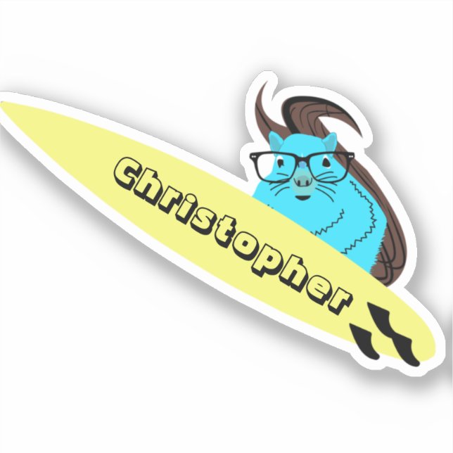 Adesivo Esquilo Malvado #128 Surfe (Frente)