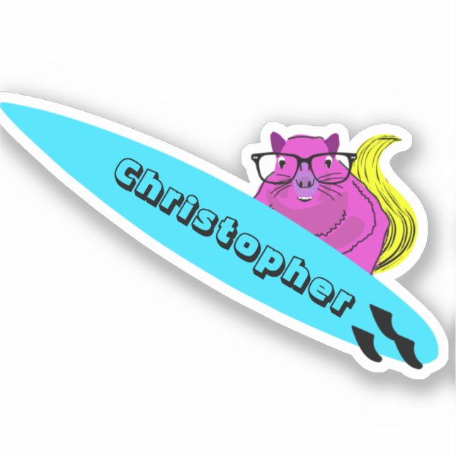 Adesivo Esquilo Malvado #151 Surfe (Frente)