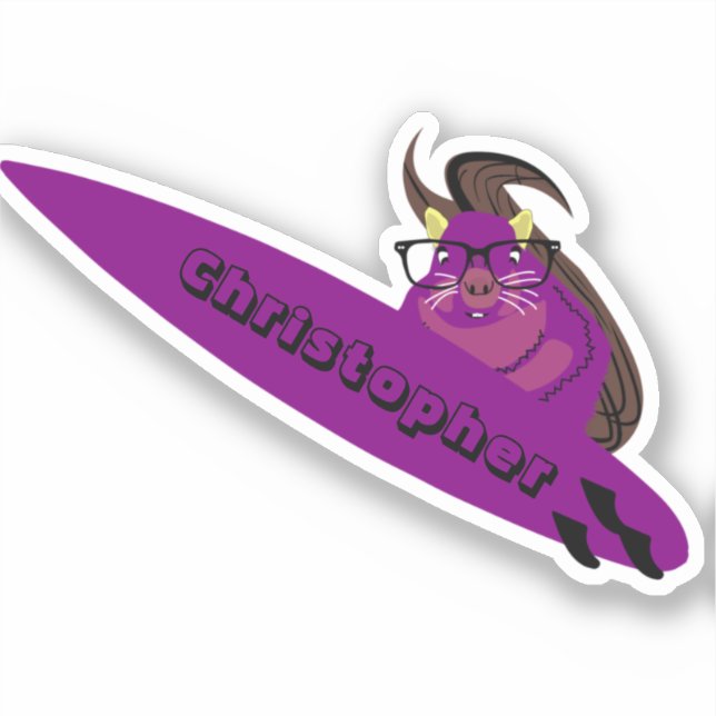 Adesivo Esquilo malvado #570 surfando (Frente)