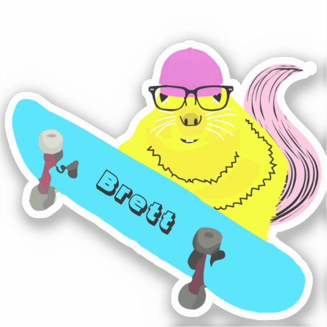 Adesivo Esquilo malvado #893 Brett Skateboard (Frente)