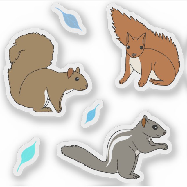 Adesivo Esquilos - Folhas Azuis (Frente)