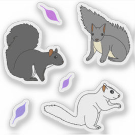 Adesivo Esquilos Folhas Roxas