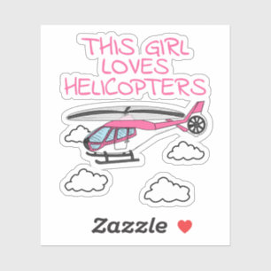 Adesivo Esta Menina Adora Helicópteros, Piloto Feminino