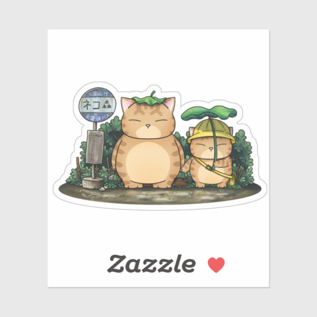 Adesivo Estação de Ônibus de Gato Gordo do Meu Vizinho (Folha)