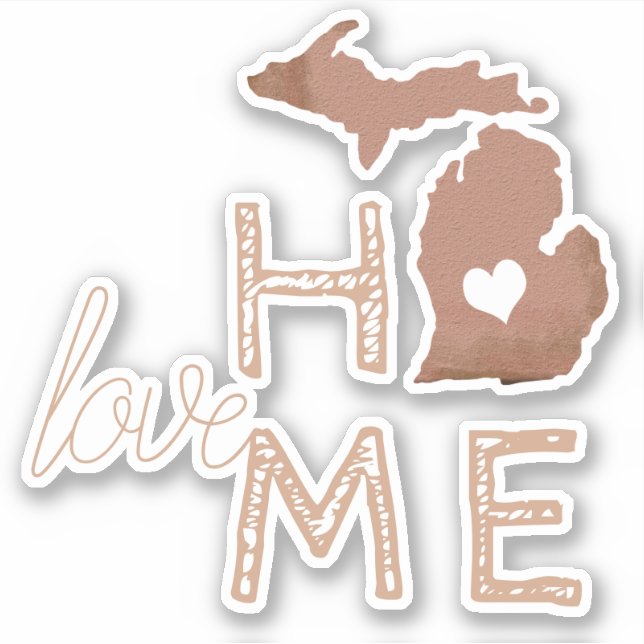 Adesivo Estado da Silhouette de Cobre do Michigan (Frente)