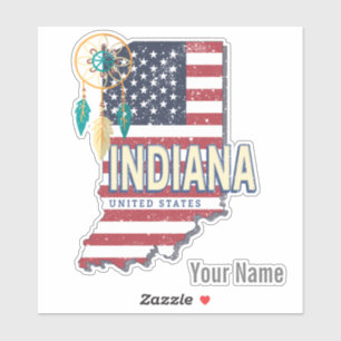 Adesivo Estado de Indiana Estados Unidos - Retro Map Vinta