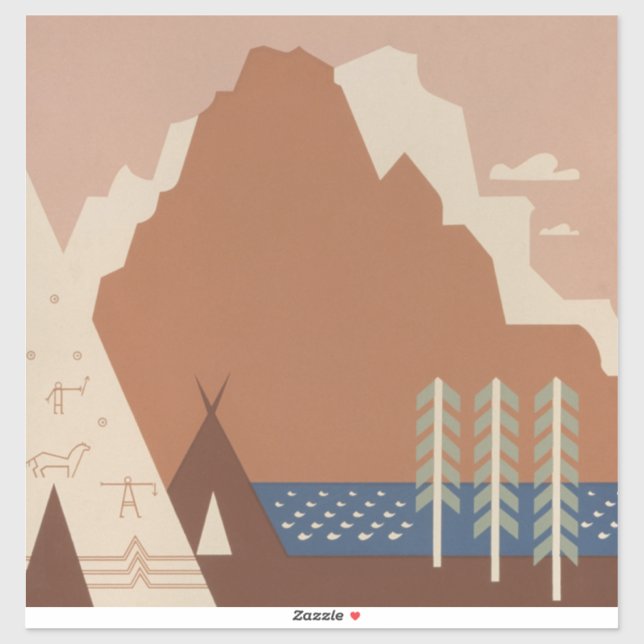 Adesivo Estado de Montana: Tribos Indianas, Montanhas, Pra (Folha)