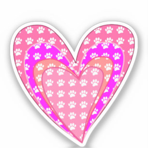 Adesivo Estampas De Cães E Corações Rosa