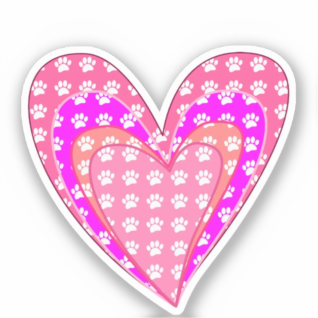 Adesivo Estampas De Cães E Corações Rosa (Frente)