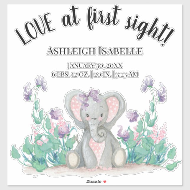 Adesivo Estatuagens de Nascimento de Elefante de Jardim Fl (Folha)