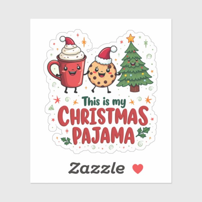 Adesivo Este é o meu Chocolat Quente do Pajama de Natal (Folha)