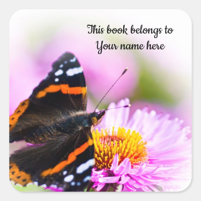 Adesivo "Este livro pertence a" da borboleta (Frente)