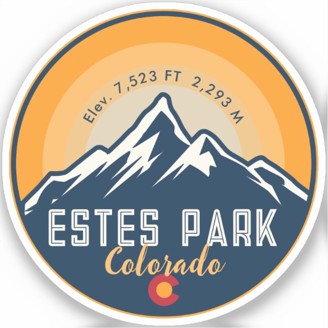 Adesivo Estes Park Colorado Mountain Retro Sunset Skiing (Frente)
