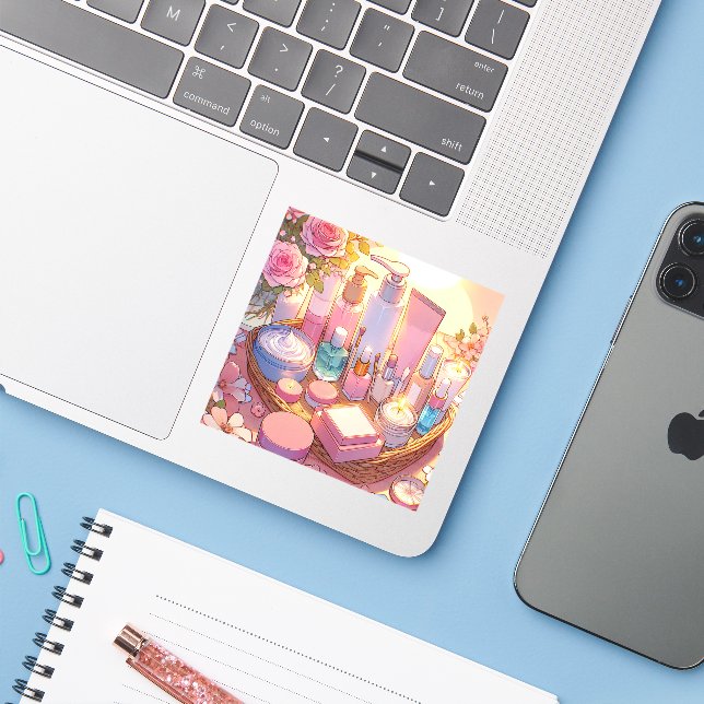 Adesivo Estética do tratamento da pele com anime dos anos  (Notebook com iPhone)