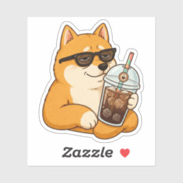 Adesivo Estético de Café Gelado Shiba Inu Legal