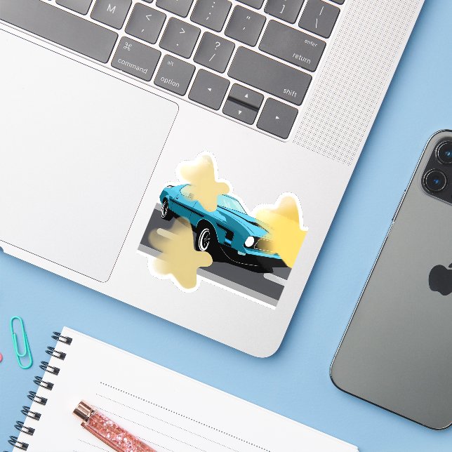 Adesivo Estético de Carro Retro com Estrela (Notebook com iPhone)