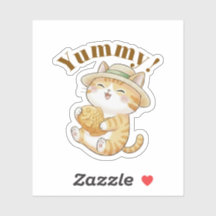 Adesivo Estético Kawaii de Gato Ginger Taiyaki Fof