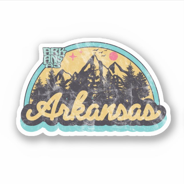 Adesivo Estilo Antigo do Estado do Arkansas  (Frente)
